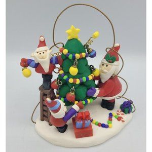 Kirkland Signature Hand Made Clay Jolly Holiday Santa Christmas Tree Ornament